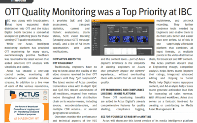 OTT Quality Monitoring was a Top Priority at IBC  